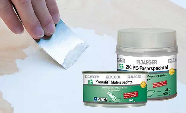 Produkte des Spachtelsortiments des Farben- und Lackherstellers Jaeger